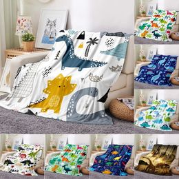 Blankets Cartoon Dinosaur Throw Blanket Soft Flannel for Chair Travelling Camping Kids Adults Bed Couch Cover Winter Queen King 231030