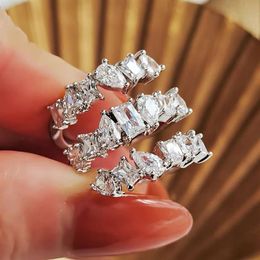 Choucong Brand Wedding Rings Luxury Jewelry Ins Top Sell 925 Sterling Silver Water Drop 5A Cubic Zircon Eternity Promise Women Ope293q