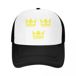 Ball Caps Three Crowns The Coat Of Arms Sweden Yellow Print (Sveriges Tre Kronor) Baseball Cap Fashionable Sunhat Hat For Men Women'S