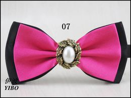 Bow Ties 10 pieces/lot men's novelty bow tie/More than 10 kinds of Colour optional/Olive leaf metal gems in the middle design bowtie 231031