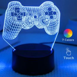 Other Event Party Supplies Night Lamp Touch 7 Color Dimmable Game Handle 3D Acrylic Illusion Ambiance Creative Table Bedroom Home Decorative Lights 231030