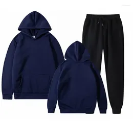 Men's Tracksuits Men Sets Hoodie Pants Two-Pieces Casual Solid Colour SweatSuit Fashion Sportswear Brand Set Tracksuit Male XV