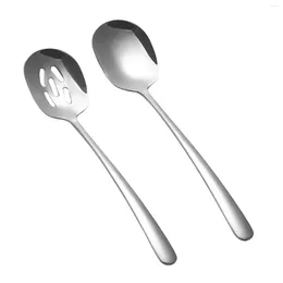 Spoons 2pcs Mixing Flatware Cooking Slotted Serving Spoon Set Multi Functional Home Stainless Steel Daily Reusable Comfortable Grip