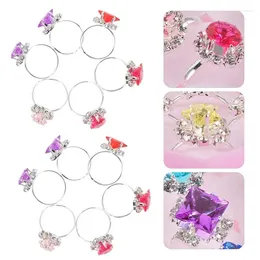 Cluster Rings 12pcs Child Beautiful Toddlers Toys Diamante Set Gift With Heart-Shaped Box For Girl Kid