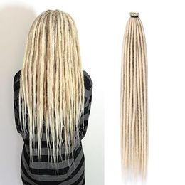 24inches Synthetic Single Ended Dreadlock Extensions 10 Strands Thin 0.6cm Soft Blonde Dreadlock Extensions for Women