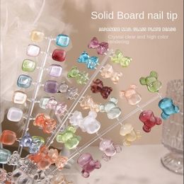 Nail Practice Display 100/120pc Nail Color Chart Clear Nail Art Color Display Card Cartoon Bear Colorful Showing Board Practice Showing Shelf 231030