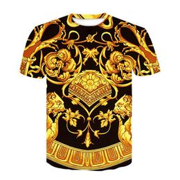 Baroque Shirt New Summer T -Shirt 3d Digital Print T Shirt Men Women Vintage Luxury Royal Floral Print Golden Flower Brand Tshirt 272e