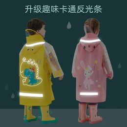 Rain Gear Cute Kids Raincoat Wateproof Children Dinosaur Unicorn Poncho Coat Jacket With Backpack Position Student RainWear y231114