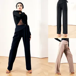 Stage Wear Fashion Modern Dancing Trousers For Ballroom Dance Competition Pants Women Latin Adults Practise Costumes SL6384