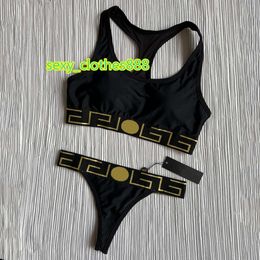 Sexy Triangle Beach Bra Set Classic Letters Swimwear for Women Lingerie Underwear Split Bikinis