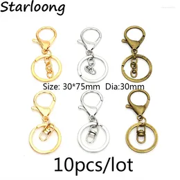 Keychains 10pcs/lot Rhodium Gold-color Lobster Clasp Key Hook Chain Jewellery Making For Keychain Accessories