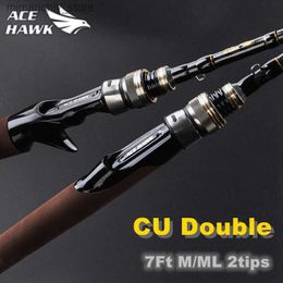 Boat Fishing Rods ACE HAWK 2.1m M/ML Double Tips Bass Fishing Rod Cheap China Lure Pole 4-15g Casting Light Jigging Tackle 2 Sections Q231031