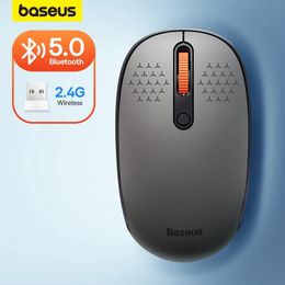 Mice Baseus Mouse Bluetooth Wireless Computer 1600DPI Silent with 24GHz USB Receiver for PC Tablet Laptop 231030