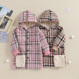 Jackets FOCUSNORM 4-7Y Fashion Toddler Kids Girls Winter Jacket 2 Colours Plaid Long Sleeve Hoodie Single Breasted Crossbody Bag