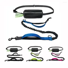 Dog Collars Hands Free Leash With Adjustable Waist Bag Retractable Bungee Reflective Run Dogs Collar Harness For Walking