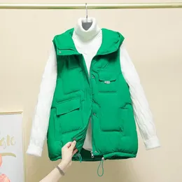 Women's Vests Women Vest With Multiple Pockets Quilted Hooded Down Stylish Sleeveless For Autumn