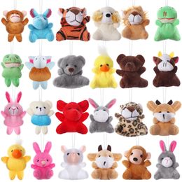 Plush Dolls 24pcs set Mini Animal Toy Set Cute Small Stuffed Keychain Bear Rabbit Doll Bag Pendant Car Key Chain For Kids 231030