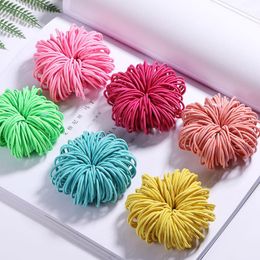 3cm 100 Pcs/lot Cute Candy Colours Elastic Hair Band Rubber Bands Kids Safe Hairband Hair Accessories for Girl Headband Rope