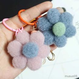 Mobile Phone Chain Creative Plush Flower Brooch Key Chain Colourful Small Flower Key Ring Pendant Bag Hanging Decoration Gifts Children Gifts R231031