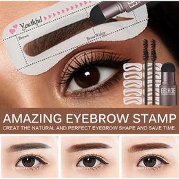Eyebrow Enhancers Eyebrow Stamp Enhancers Stencil Kit Eye Brow Stamp Shaper One Step Brow Stamp Shaping Kit Korean Eyebrow Brush Makeup Cosmetics 231031