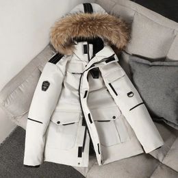Men's Down Parkas Now Hooded Fur Collar Down Jackets Men / Women The Same Overcoat Thick Winter Outdoor Snow Coat Tooling Oversized Jacket 231031