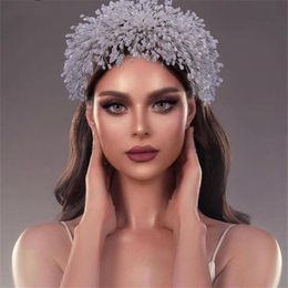 Luxury Wedding Bridal Headband Beads Hairband Rhinestone Crown Crystal Tiara Princess Hair Accessories Jewelry Women Headpiece S F230b