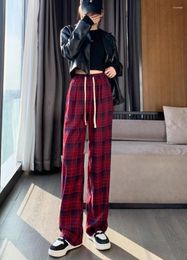 Women's Pants Autumn Winter Plaid Wide Leg Women With High Waist Straight Tube Loose Scottish Style Home Casual Outdoor