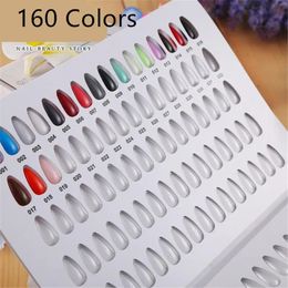 Nail Practise Display Arrival 160 Colours False Nail Colour Display Book Gel Polish Colour Chart Palette Practise With False Nail Tips 20# 231030