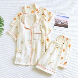 Women's Sleepwear Fruit Printing Shorts Pyjamas Suit For Summer Cotton Short-Sleeved Home Wear Thin Pyjama Sets