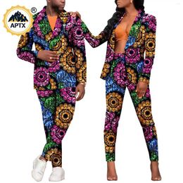 Ethnic Clothing African Couples Clothes Bazin Riche Women Jackets And Pants Sets Match Men Suits Formal Work Outfits Print 2 Pieces Y22C013