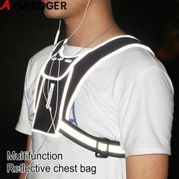 Outdoor Bags Running Backpack Reflective Sport Vest Phone Bag Multifunctional Sports Chest Pack Lightweight for Riding 231030