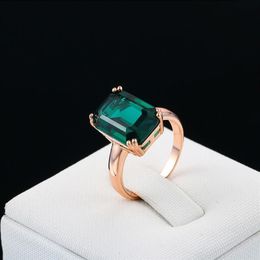 Natural Emerald Zircon Diamond For Women Engagement Wedding Rings with Green Gemstone Ring 14K Rose Gold Fine Jewellery Y2003213298