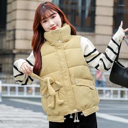 Women's Vests Fashion Autumn And Winter Down Cotton Vset 2023 Short Standing Collar Warm Cotton-padded Jacket