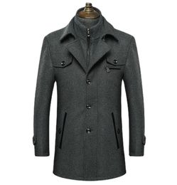 Men's Wool Blends Winter Men Classic Fashion Trench Coat Jackets Mens Long Slim Fit Overcoat Casual Warm Outerwear Windbreaker 231031