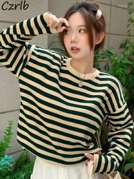 Women's T Shirts Striped T-shirts Women Long Sleeve Spring All-match Simple O-neck Ulzzang Casual Loose Fashion Female Cosy