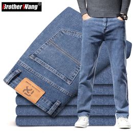 Womens Jeans Plus Size 40 42 44 Autumn Mens Blue Straight Loose Business Casual Cotton Stretch Denim Pants Male Brand 231031