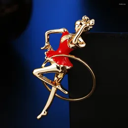 Brooches Enamel Gymnast Practicing Gymnastics Ballet Dancer Girl Brooch Cute Dress Coat Women Fashion Jewelry Christmas Gift