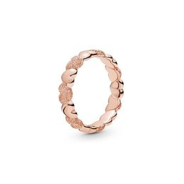 18K Rose gold plated Matte Brilliance Heart Band Ring High quality Retail Box 925 Sterling Silver Women Wedding Gift Rings sets332t