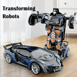 Diecast Model Transforming Robot With One Click Automatic Shape Conversion Boy Toy pull back Car Children Interaction Mini 2 In 1 231031