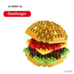 Blocks Fast Food Burger Mini Building Blocks DIY Fries Donut Birthday Cake Model Ornaments Kids Building Toys Holiday Gifts R231031