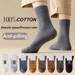 Men's Socks Cotton 3Pairs / Lot Black White Grey Business Casual Sock Crew Soft Calcetines Breathable Spring Summer For Male