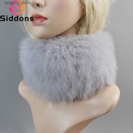 Scarves New Style Brand Women Real Fox Fur Scarf Girls Warm Soft Knitted Good Elastic Real Fox Fur Headband Natural Fox Fur Ring Scarves Q231031