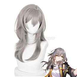 Game Honkai: Star Rail Stelle Sier Grey Caelus Cosplay Wigs Heat Halloween Costume Party Role Play Wig Cap