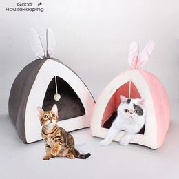 kennels pens Pet Bed Dog Beds Puppy Cat Nest Winter Warm Rabbit Shape Dog House Cage Kennel for Pet Dogs Bed Mat Washable Dog Kennel Xmas 231031