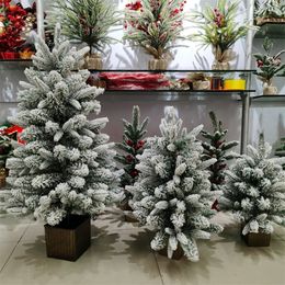 Christmas Decorations 45/60cm Mini Christmas Tabletop Tree Artificial Desktop Snow Pine Tree Simulated Plants Bonsai Decor Home Office DIY Ornaments 231030