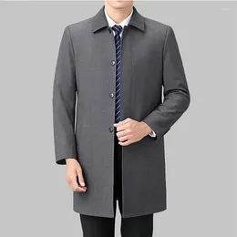 Men's Trench Coats 2023 Wool Coat In The Long High-end Handsome Men Lapel Large Size Spring And Autumn Old Dad Business M-4XL