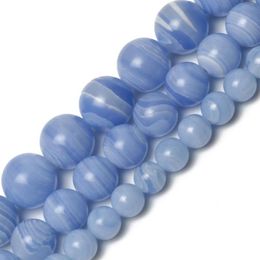 Other Natural Stone Beads Blue Lace Agates Round Loose For Jewelry Making Needlework Diy Charms Bracelet 6 8 10mm254b