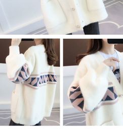 Spring Brand new fashion V-neck sweaters long-sleeved cotton knit sweaters women cardigan jacket sweater women's casual loose Coats Size S-3XL