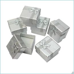 Gift Wrap Jewellery Gift Box 4X4X3Cm Ring Boxes Square Carton Sier Small Earrings/Pendant Organiser Display Packaging Whol Homeindustry Dhpmw