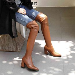 Stiefel Sexy Slim Oberschenkel Hohe Frauen Heels Kunstleder über dem Knie für Punktzehe Weiß Fetisch Party Lange Schuhe 220901